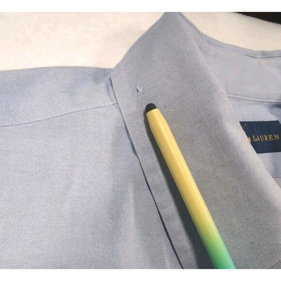 Ralph Lauren Classic Fit Flesh Pony Blue Men Button Shirt  17.5 34/35 *Stain* - Picture 8 of 12